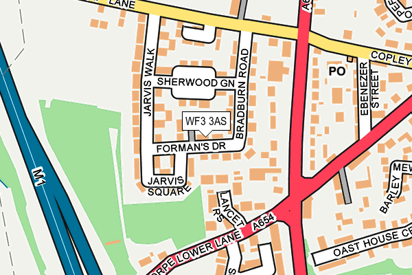 WF3 3AS map - OS OpenMap – Local (Ordnance Survey)