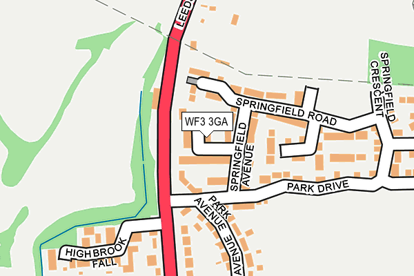 WF3 3GA map - OS OpenMap – Local (Ordnance Survey)