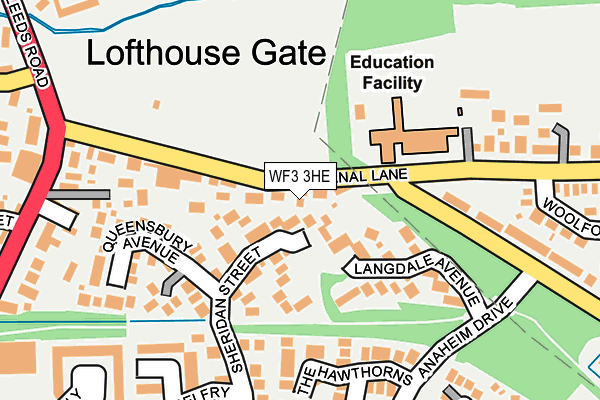 WF3 3HE map - OS OpenMap – Local (Ordnance Survey)