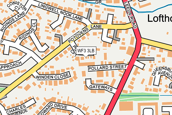 WF3 3LB map - OS OpenMap – Local (Ordnance Survey)