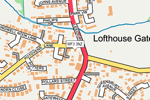 WF3 3NZ map - OS OpenMap – Local (Ordnance Survey)
