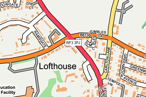 WF3 3PJ map - OS OpenMap – Local (Ordnance Survey)