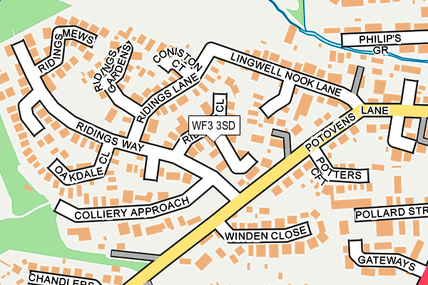 WF3 3SD map - OS OpenMap – Local (Ordnance Survey)