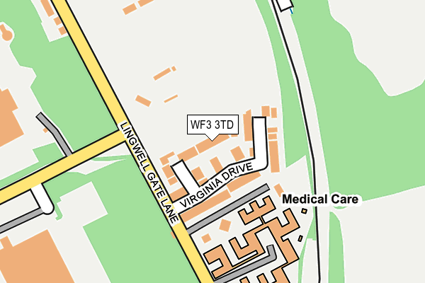 WF3 3TD map - OS OpenMap – Local (Ordnance Survey)