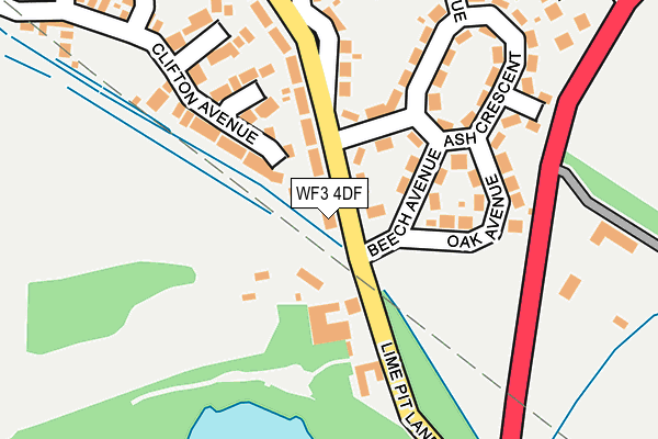 WF3 4DF map - OS OpenMap – Local (Ordnance Survey)
