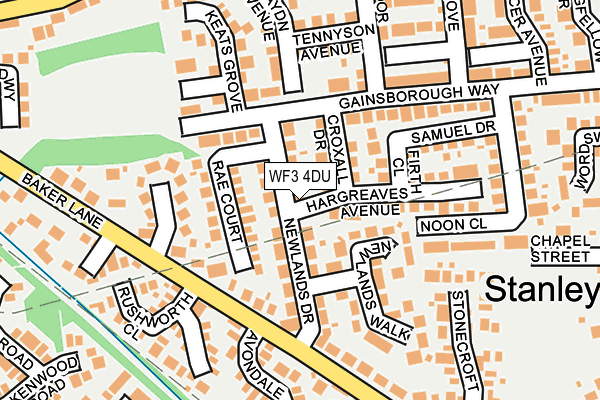 WF3 4DU map - OS OpenMap – Local (Ordnance Survey)