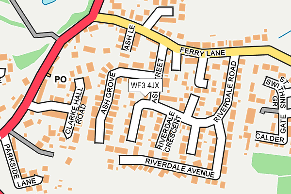 WF3 4JX map - OS OpenMap – Local (Ordnance Survey)