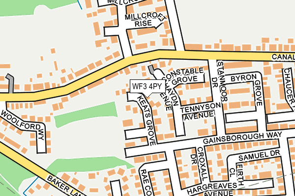 WF3 4PY map - OS OpenMap – Local (Ordnance Survey)