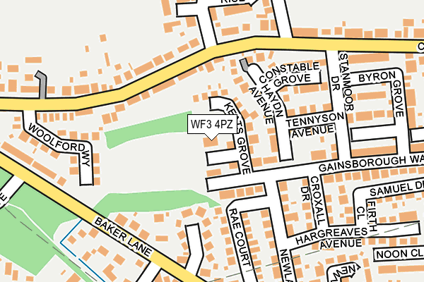 WF3 4PZ map - OS OpenMap – Local (Ordnance Survey)