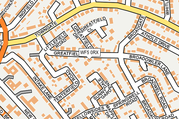 WF5 0RX map - OS OpenMap – Local (Ordnance Survey)