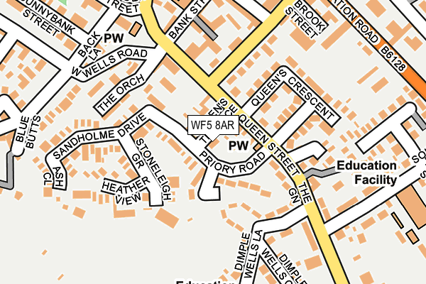 WF5 8AR map - OS OpenMap – Local (Ordnance Survey)