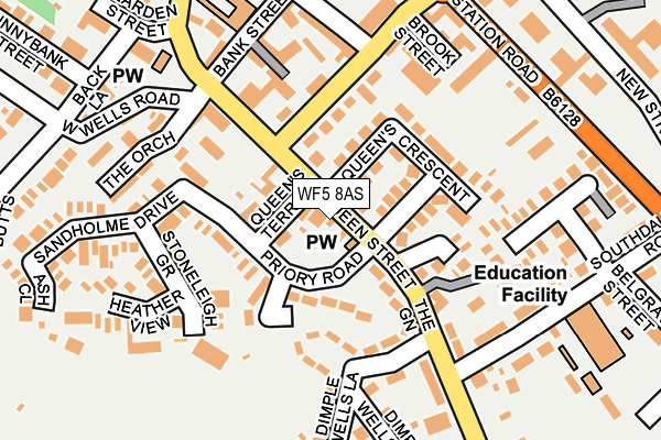 WF5 8AS map - OS OpenMap – Local (Ordnance Survey)