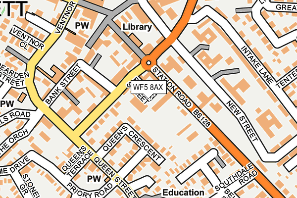 WF5 8AX map - OS OpenMap – Local (Ordnance Survey)