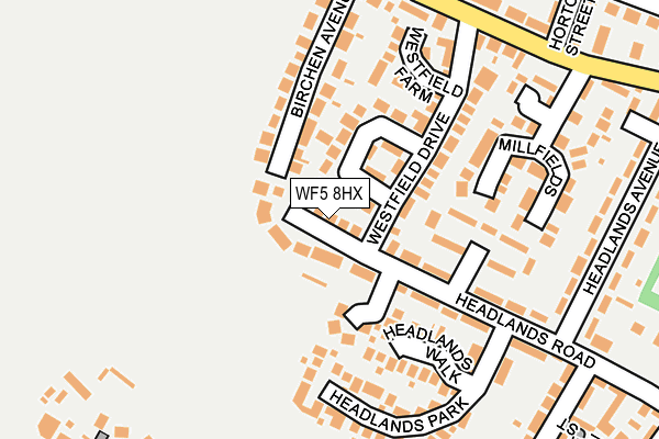 WF5 8HX map - OS OpenMap – Local (Ordnance Survey)