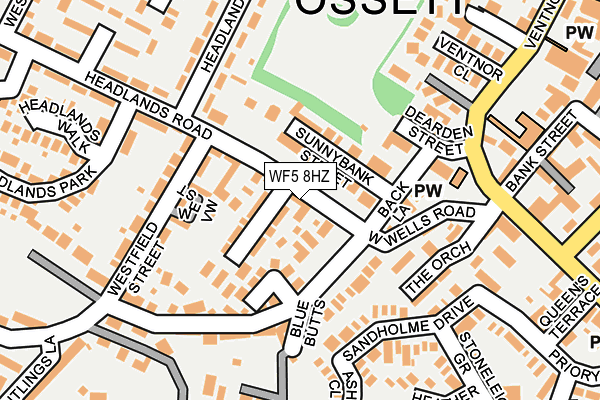 WF5 8HZ map - OS OpenMap – Local (Ordnance Survey)