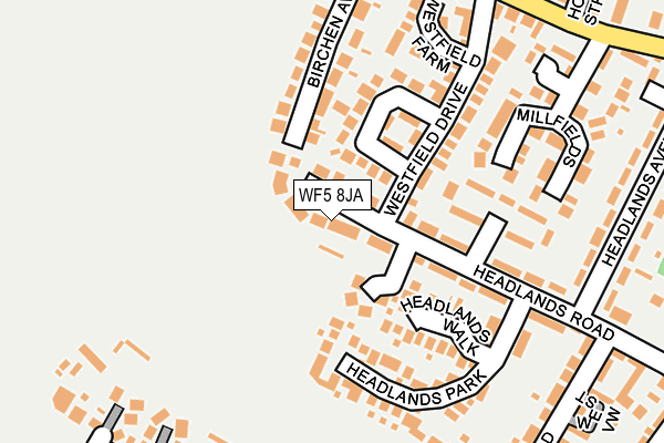 WF5 8JA map - OS OpenMap – Local (Ordnance Survey)