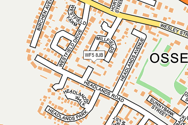 WF5 8JB map - OS OpenMap – Local (Ordnance Survey)