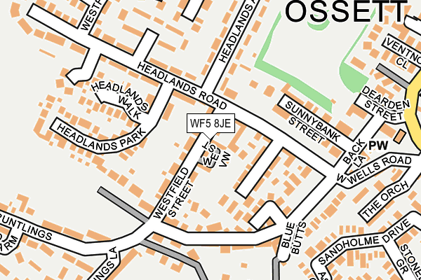 WF5 8JE map - OS OpenMap – Local (Ordnance Survey)