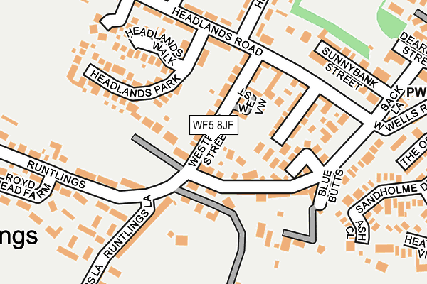 WF5 8JF map - OS OpenMap – Local (Ordnance Survey)