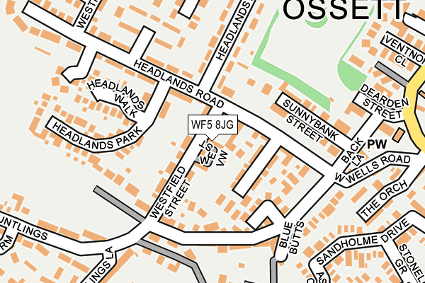 WF5 8JG map - OS OpenMap – Local (Ordnance Survey)