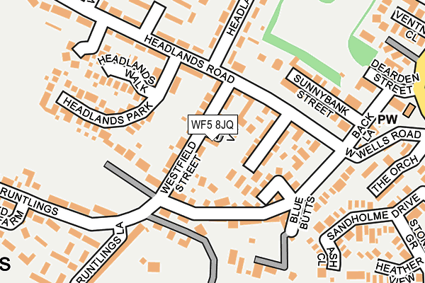 WF5 8JQ map - OS OpenMap – Local (Ordnance Survey)