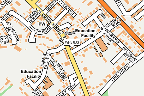 WF5 8JS map - OS OpenMap – Local (Ordnance Survey)