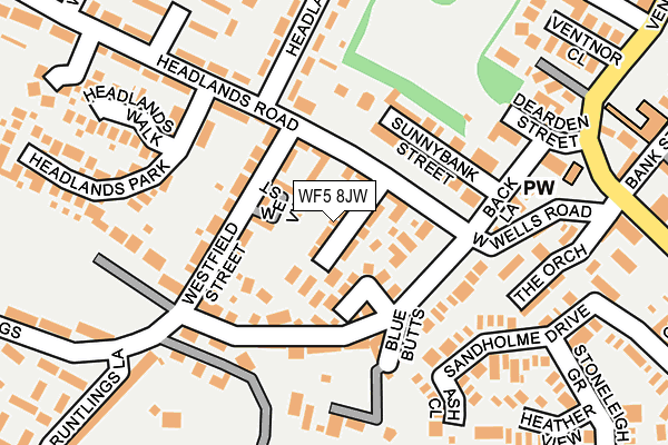 WF5 8JW map - OS OpenMap – Local (Ordnance Survey)