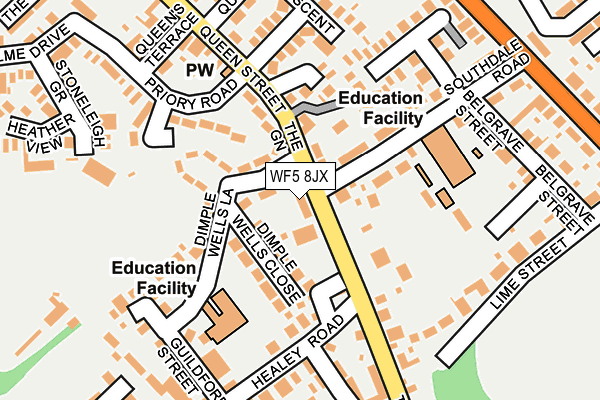 WF5 8JX map - OS OpenMap – Local (Ordnance Survey)