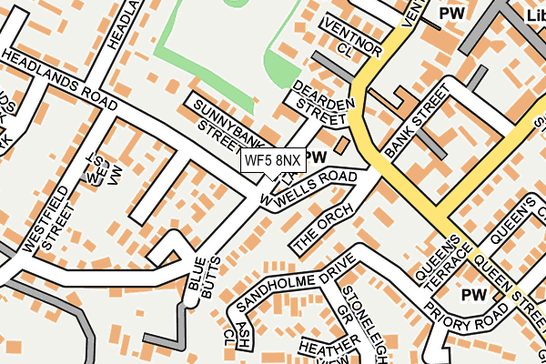 WF5 8NX map - OS OpenMap – Local (Ordnance Survey)