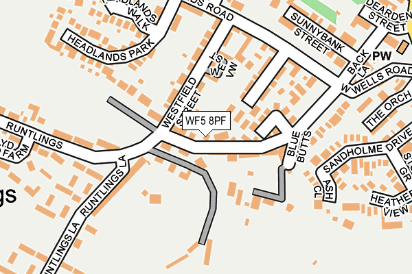 WF5 8PF map - OS OpenMap – Local (Ordnance Survey)