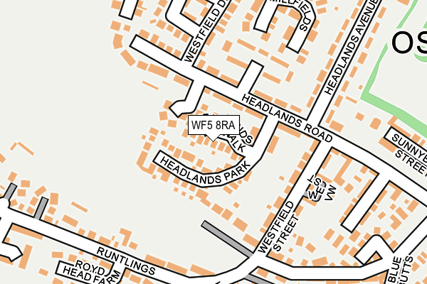 WF5 8RA map - OS OpenMap – Local (Ordnance Survey)