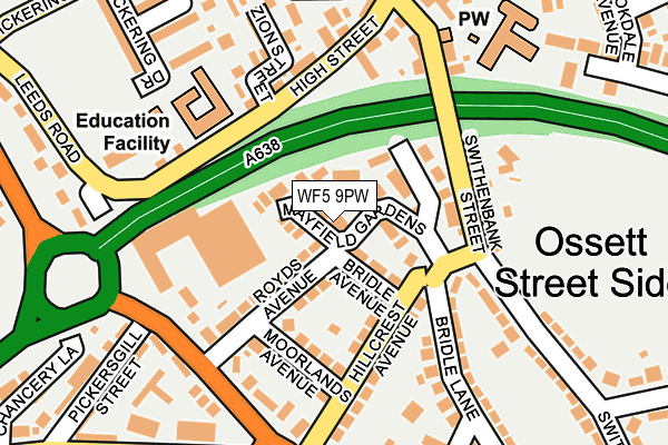 WF5 9PW map - OS OpenMap – Local (Ordnance Survey)