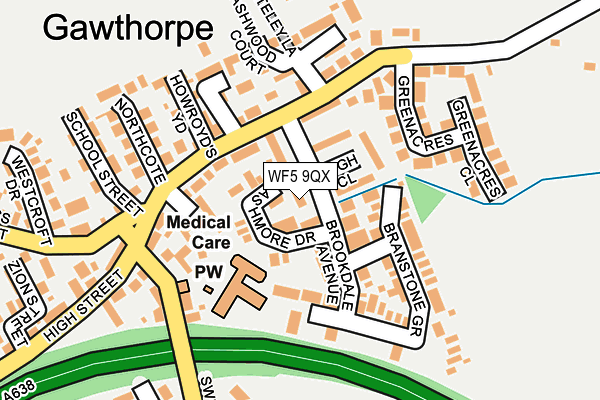 WF5 9QX map - OS OpenMap – Local (Ordnance Survey)