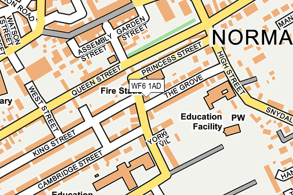 WF6 1AD map - OS OpenMap – Local (Ordnance Survey)