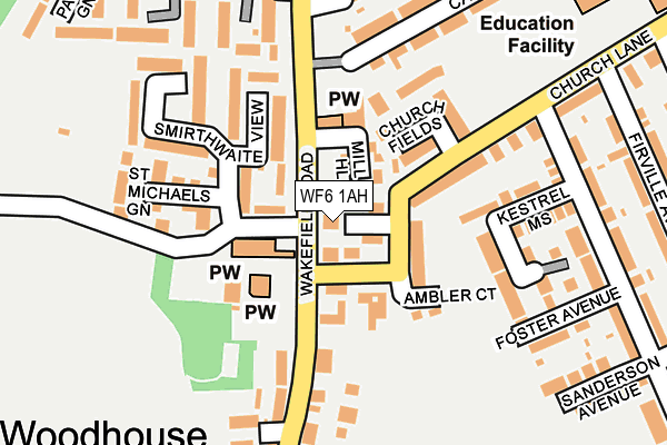 WF6 1AH map - OS OpenMap – Local (Ordnance Survey)