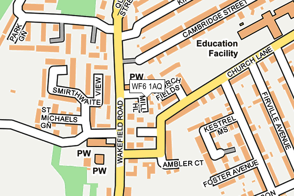 WF6 1AQ map - OS OpenMap – Local (Ordnance Survey)
