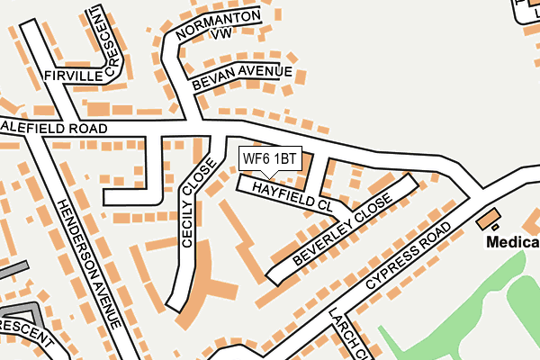 WF6 1BT map - OS OpenMap – Local (Ordnance Survey)