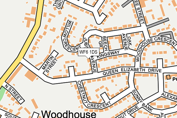 WF6 1DS map - OS OpenMap – Local (Ordnance Survey)