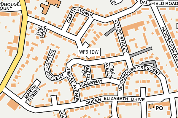 WF6 1DW map - OS OpenMap – Local (Ordnance Survey)