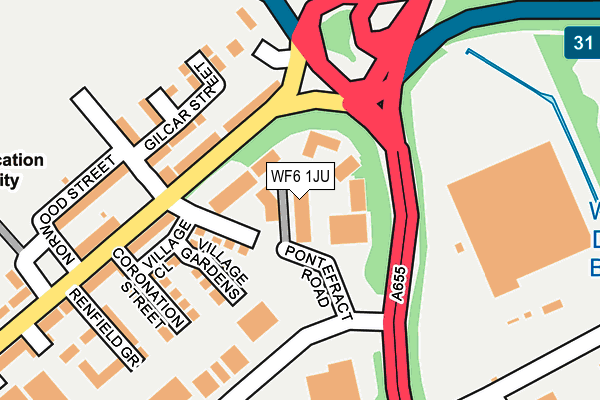 WF6 1JU map - OS OpenMap – Local (Ordnance Survey)