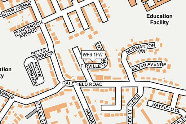 WF6 1PW map - OS OpenMap – Local (Ordnance Survey)
