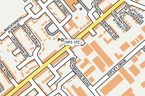 WF6 1PZ map - OS OpenMap – Local (Ordnance Survey)