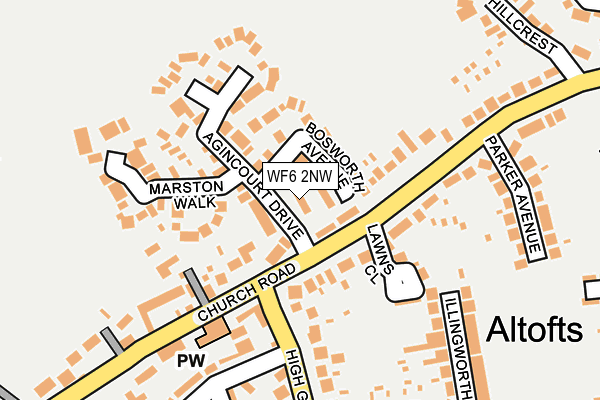 WF6 2NW map - OS OpenMap – Local (Ordnance Survey)