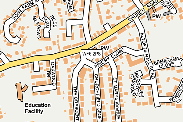 WF6 2PS map - OS OpenMap – Local (Ordnance Survey)