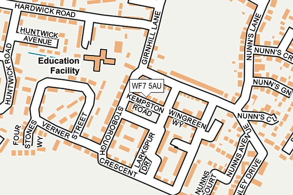 WF7 5AU map - OS OpenMap – Local (Ordnance Survey)