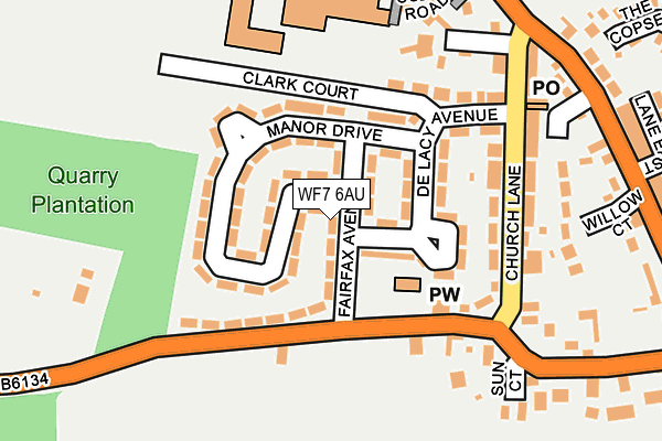 WF7 6AU map - OS OpenMap – Local (Ordnance Survey)