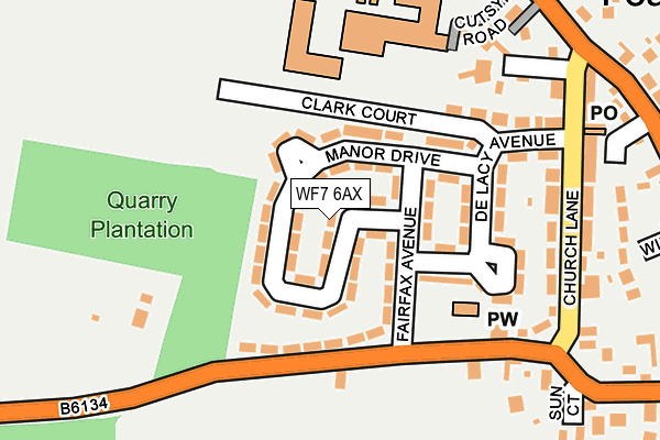 WF7 6AX map - OS OpenMap – Local (Ordnance Survey)