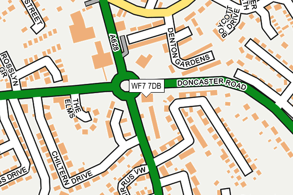 WF7 7DB map - OS OpenMap – Local (Ordnance Survey)