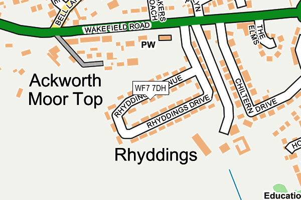 WF7 7DH map - OS OpenMap – Local (Ordnance Survey)