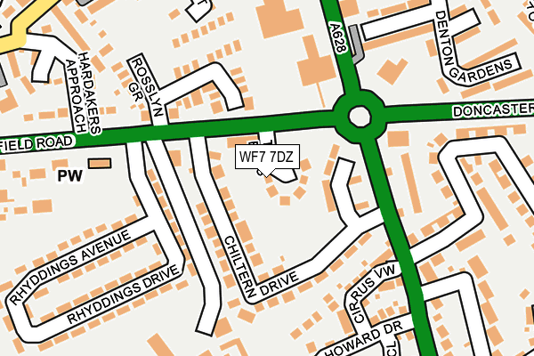 WF7 7DZ map - OS OpenMap – Local (Ordnance Survey)